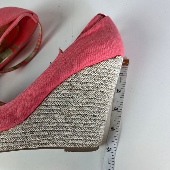 THE WEBSTER MIAMI Target Straw Wedge 5” Heel Pink Sandals Shoes Womens Size 8.5 - Picture 9 of 10